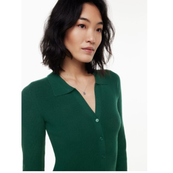 Wilfred Aritzia Cove Dress Button-Up Sweater Dress Green Women's XL - Picture 2 of 13